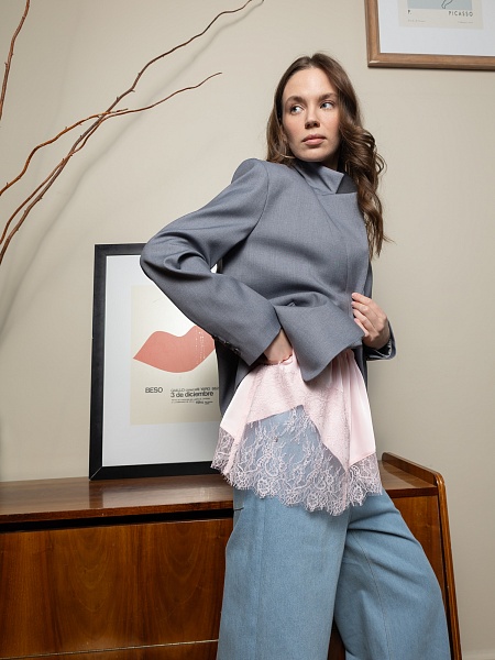 Юбка-баска с кружевом